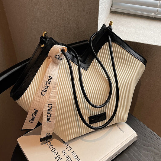 Elegant Pleated Tote Bag – Versatile Colors