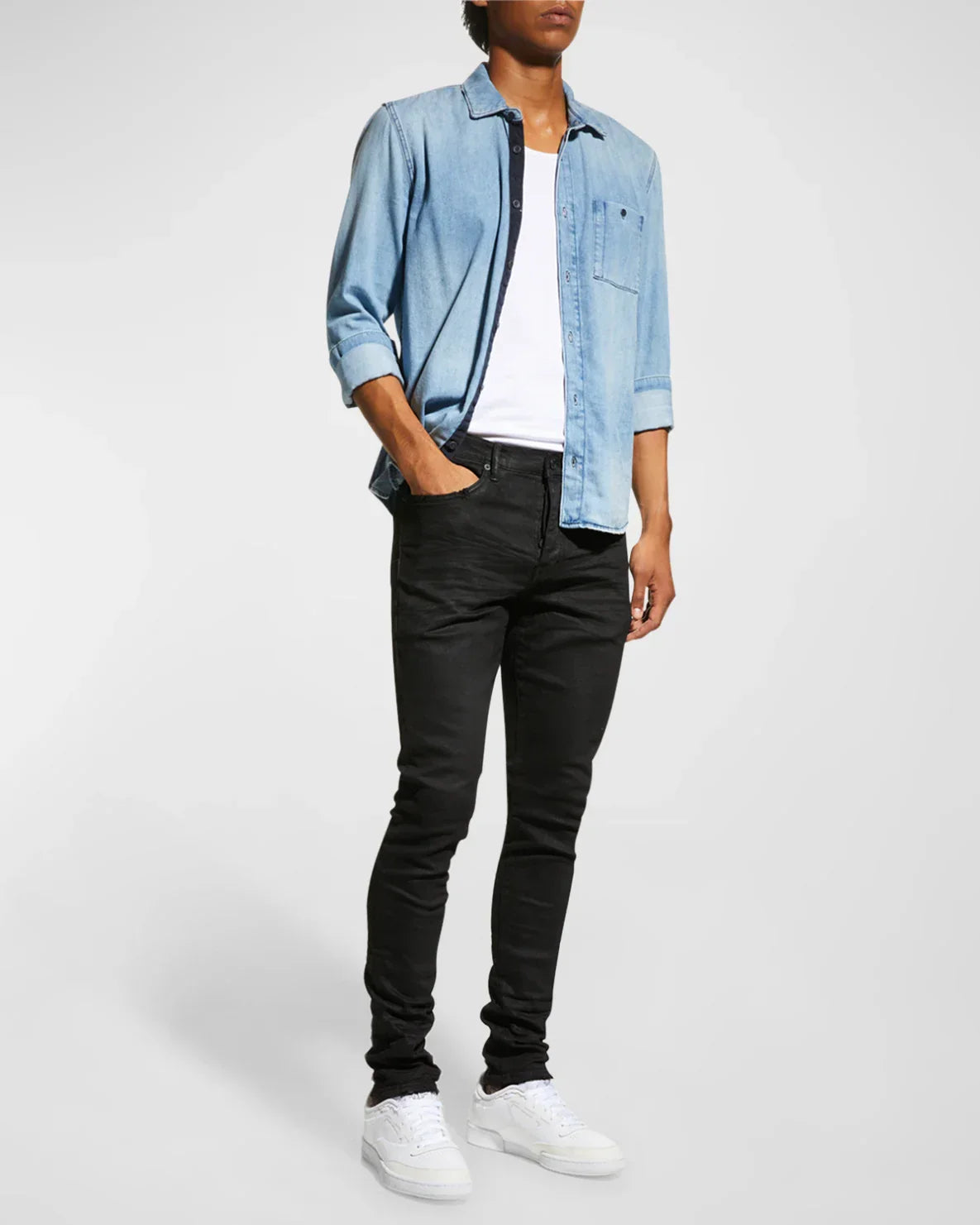 P001 Black Resin Skinny Jeans