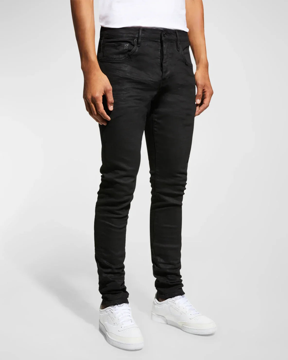 P001 Black Resin Skinny Jeans