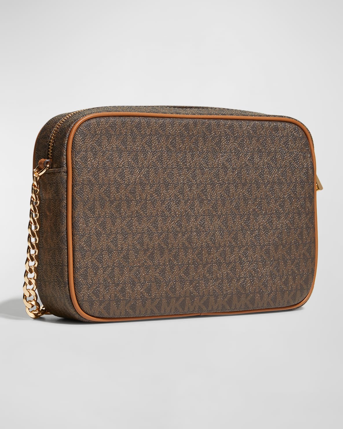 MICHAEL MICHAEL KORS Monogram Leather Zip Camera Crossbody Bag