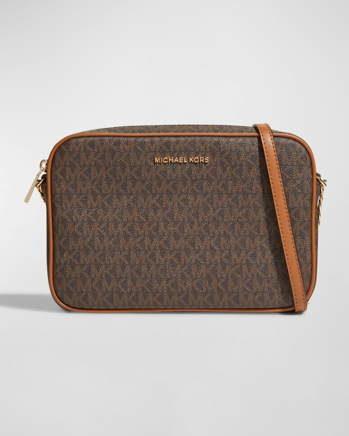MICHAEL MICHAEL KORS Monogram Leather Zip Camera Crossbody Bag