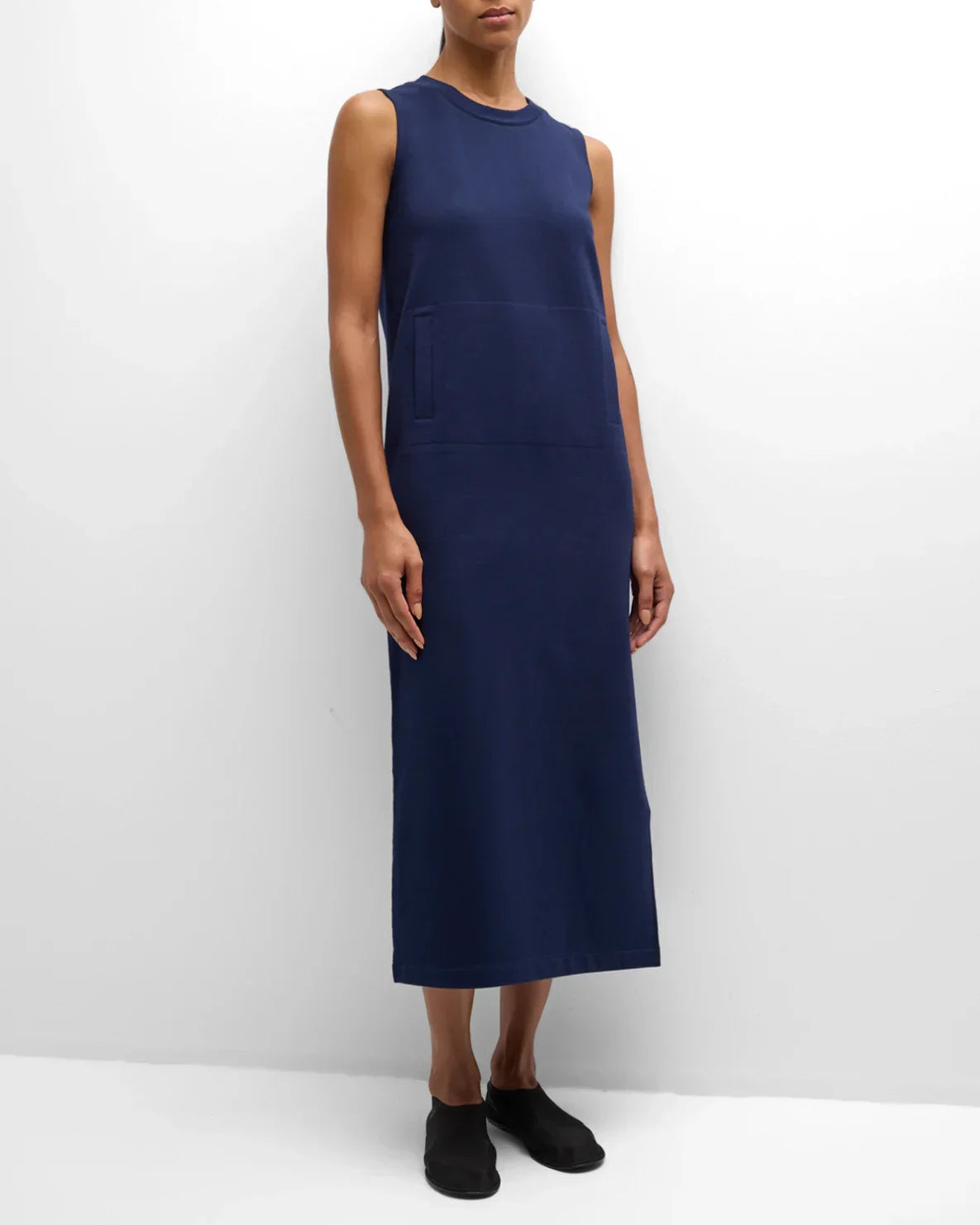 NORMA KAMALI Sleeveless Tailored Terry Side Slit Gown