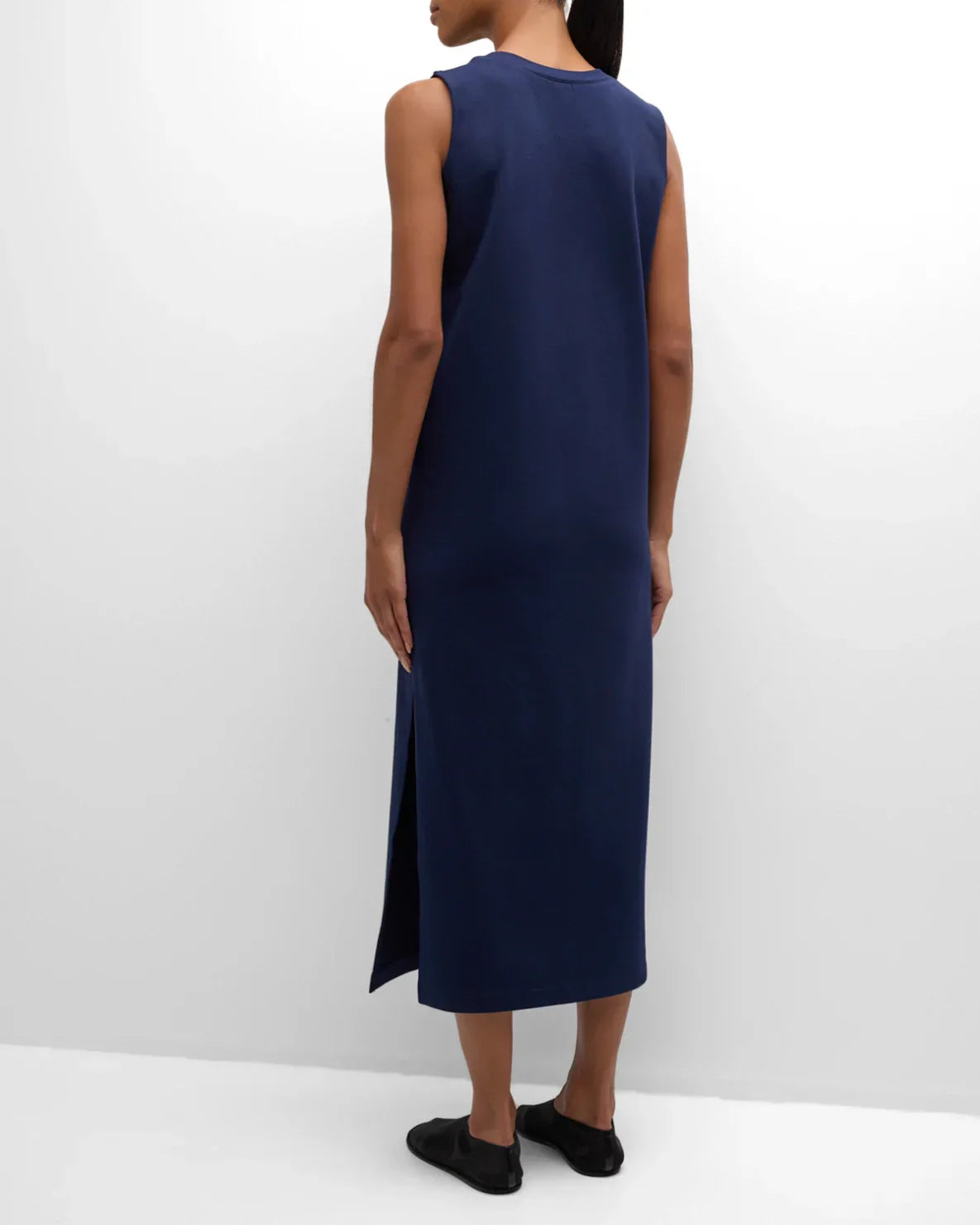 NORMA KAMALI Sleeveless Tailored Terry Side Slit Gown