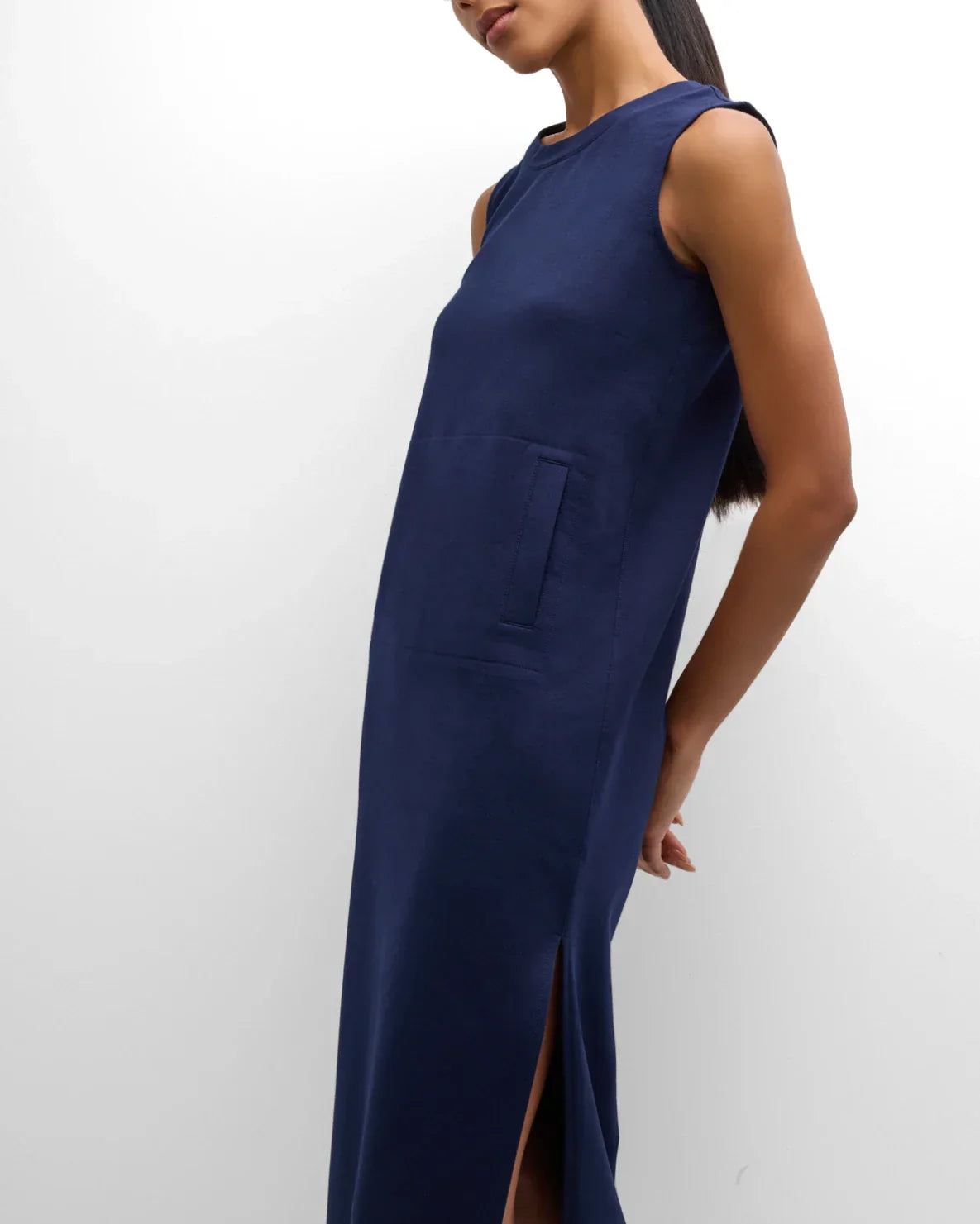 NORMA KAMALI Sleeveless Tailored Terry Side Slit Gown
